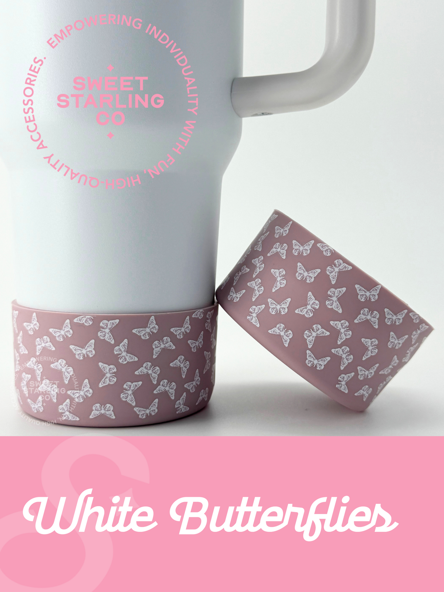 White Butterflies Tumbler Boots