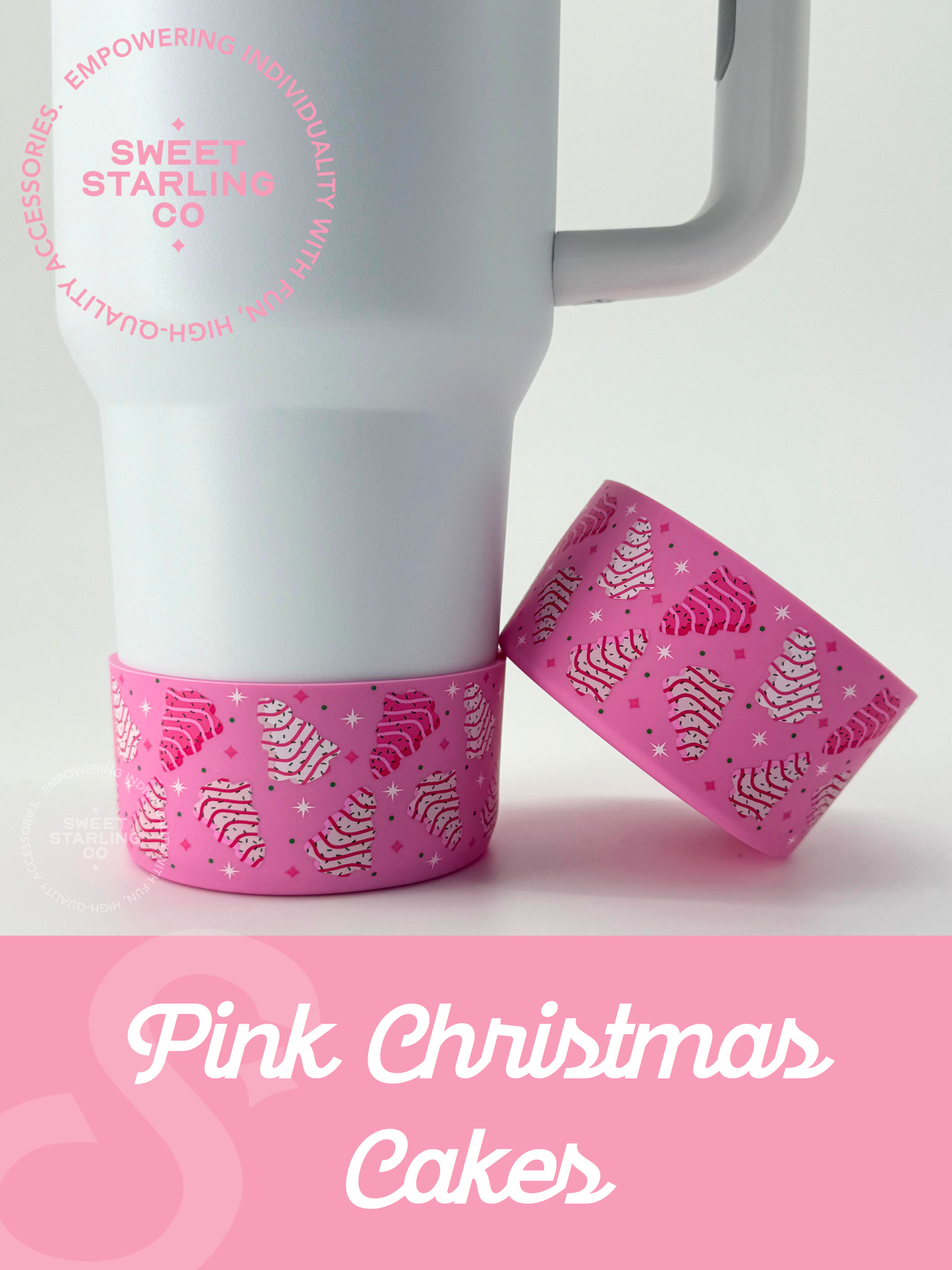 Pink Christmas Cakes Tumbler Boots