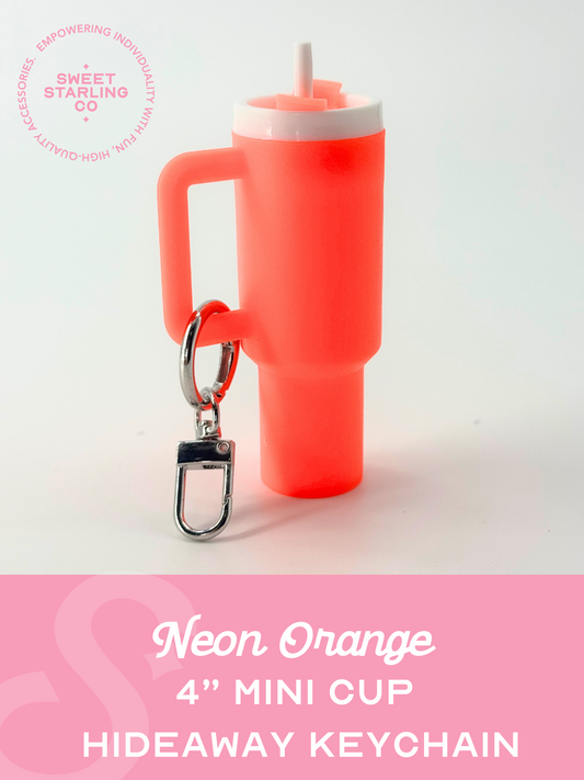 4” Mini Cup Hideaway Keychain: Neon Orange