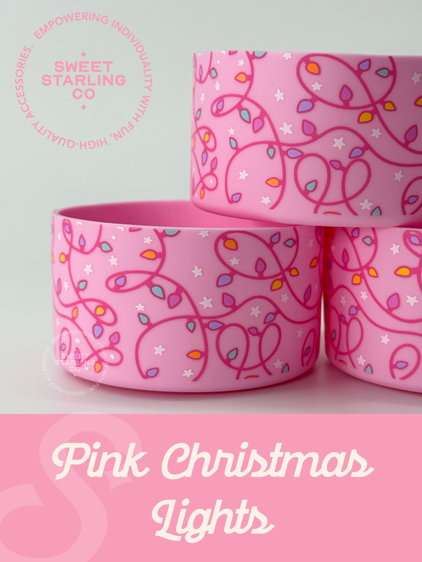 Pink Christmas Lights Tumbler Boot