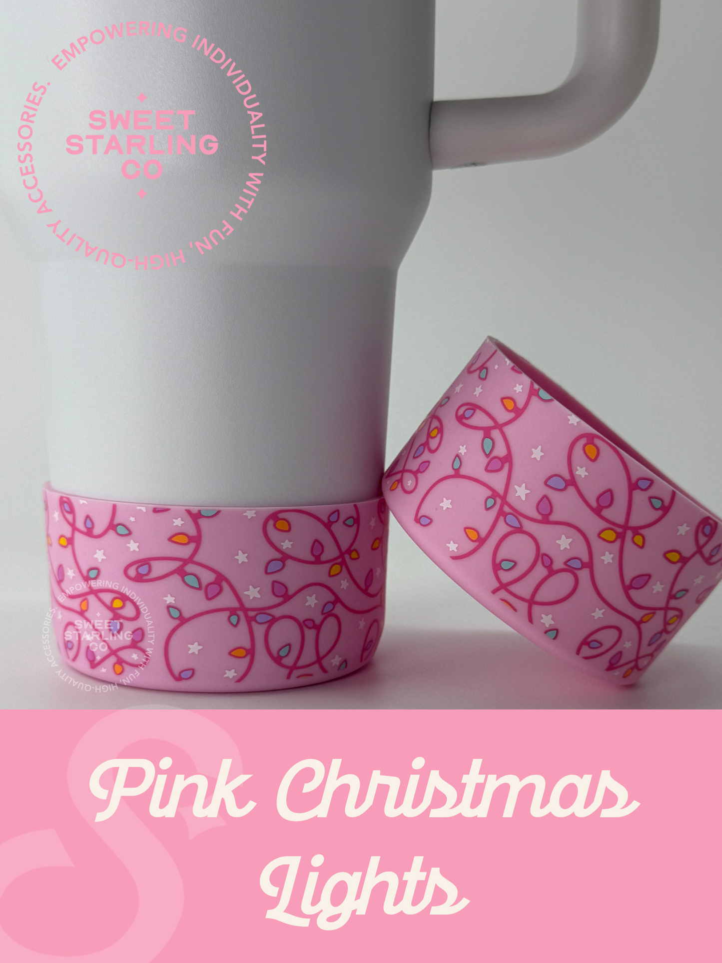 Pink Christmas Lights Tumbler Boot