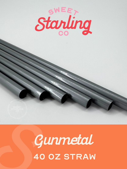 Gunmetal 40 oz Reusable Straws- Wide Fit