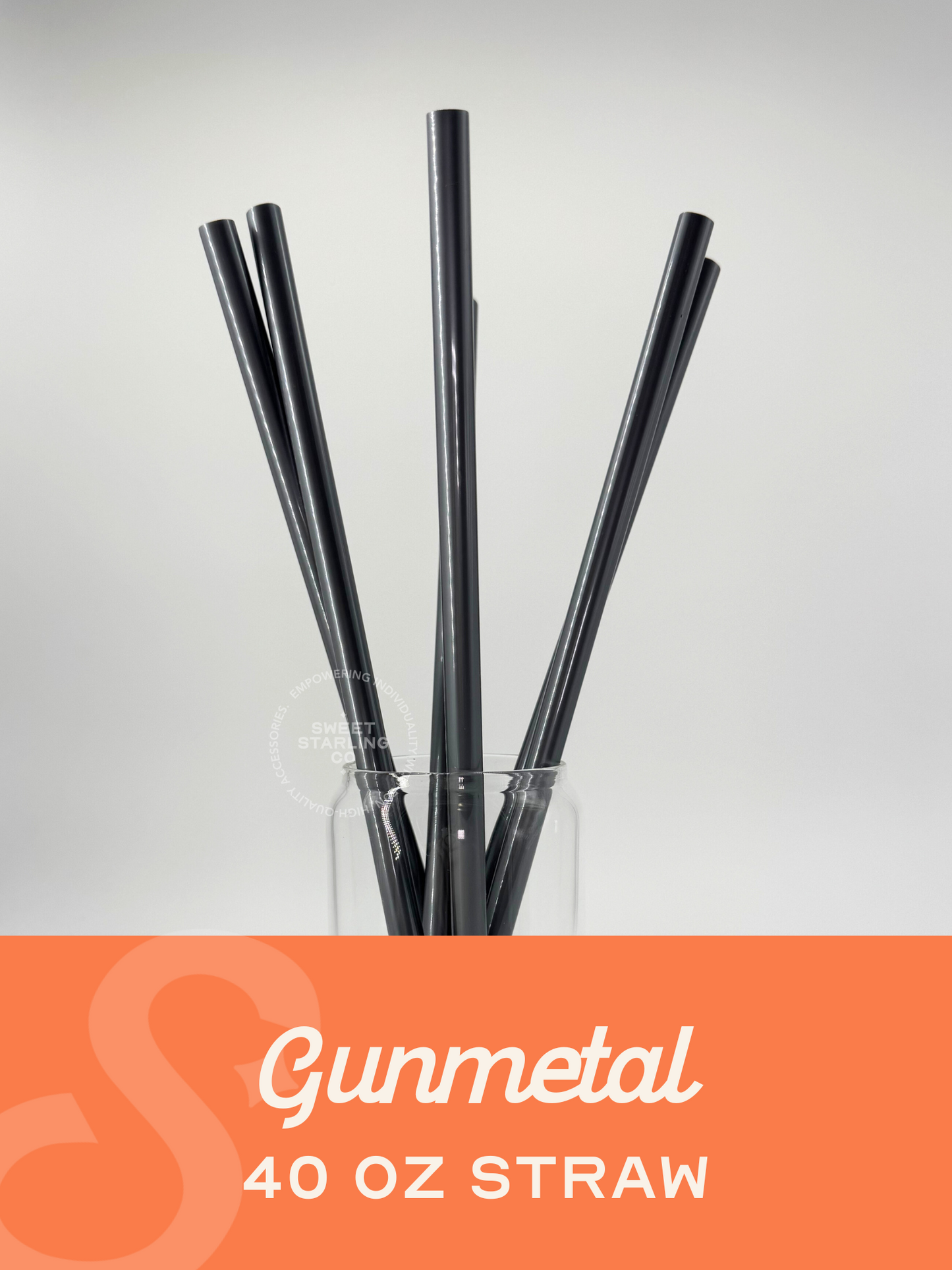 Gunmetal 40 oz Reusable Straws- Wide Fit