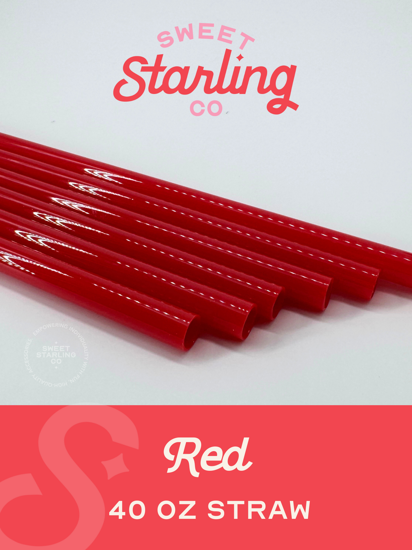 Red 40 oz Reusable Straws- Wide Fit