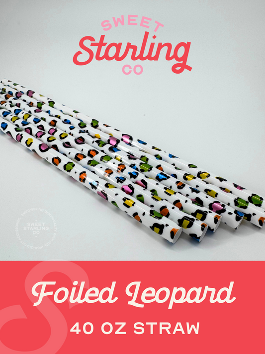 Foiled Leopard 40 oz Reusable Straws- Wide Fit