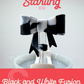 Bow Straw Topper- Black and White Fusion