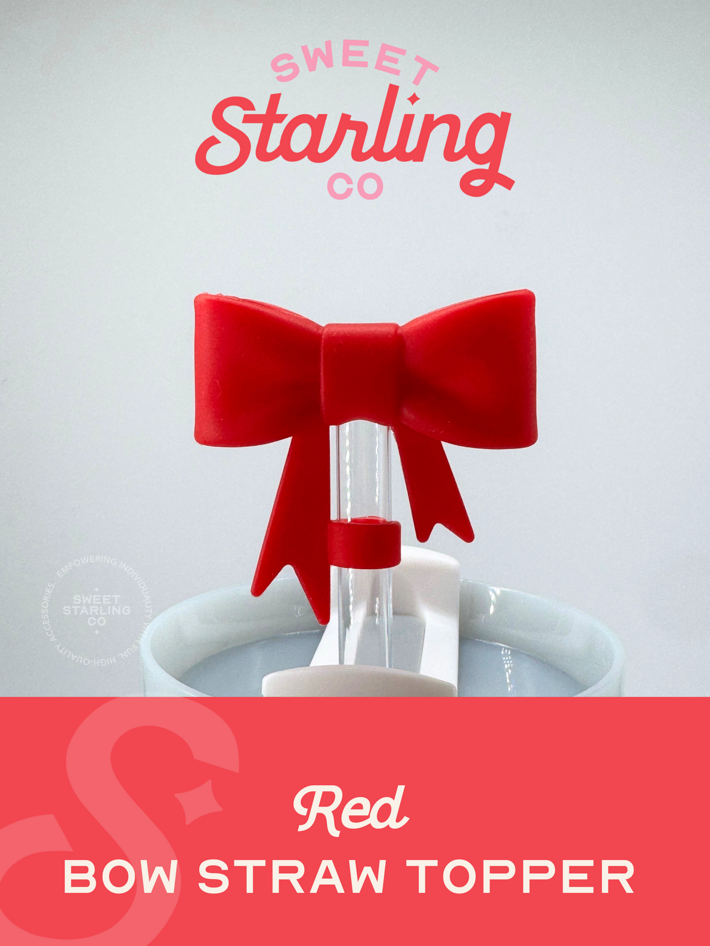 Bow Straw Topper- Red