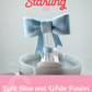 Bow Straw Topper- Light Blue and White Fusion