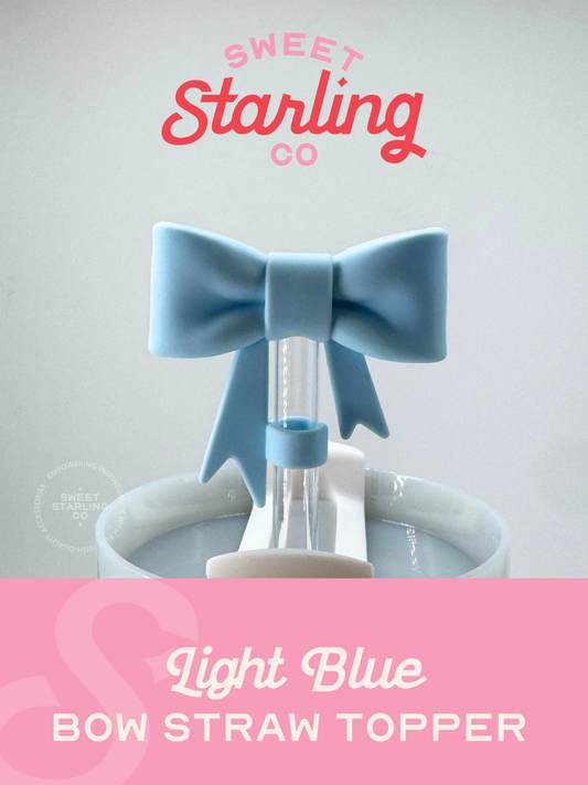 Bow Straw Topper- Light Blue