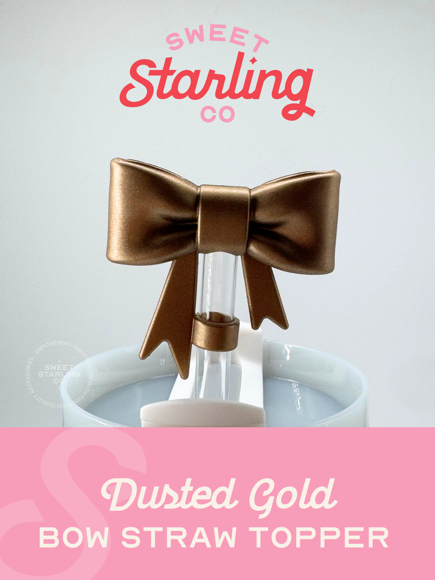 Bow Straw Topper- Dusted Gold