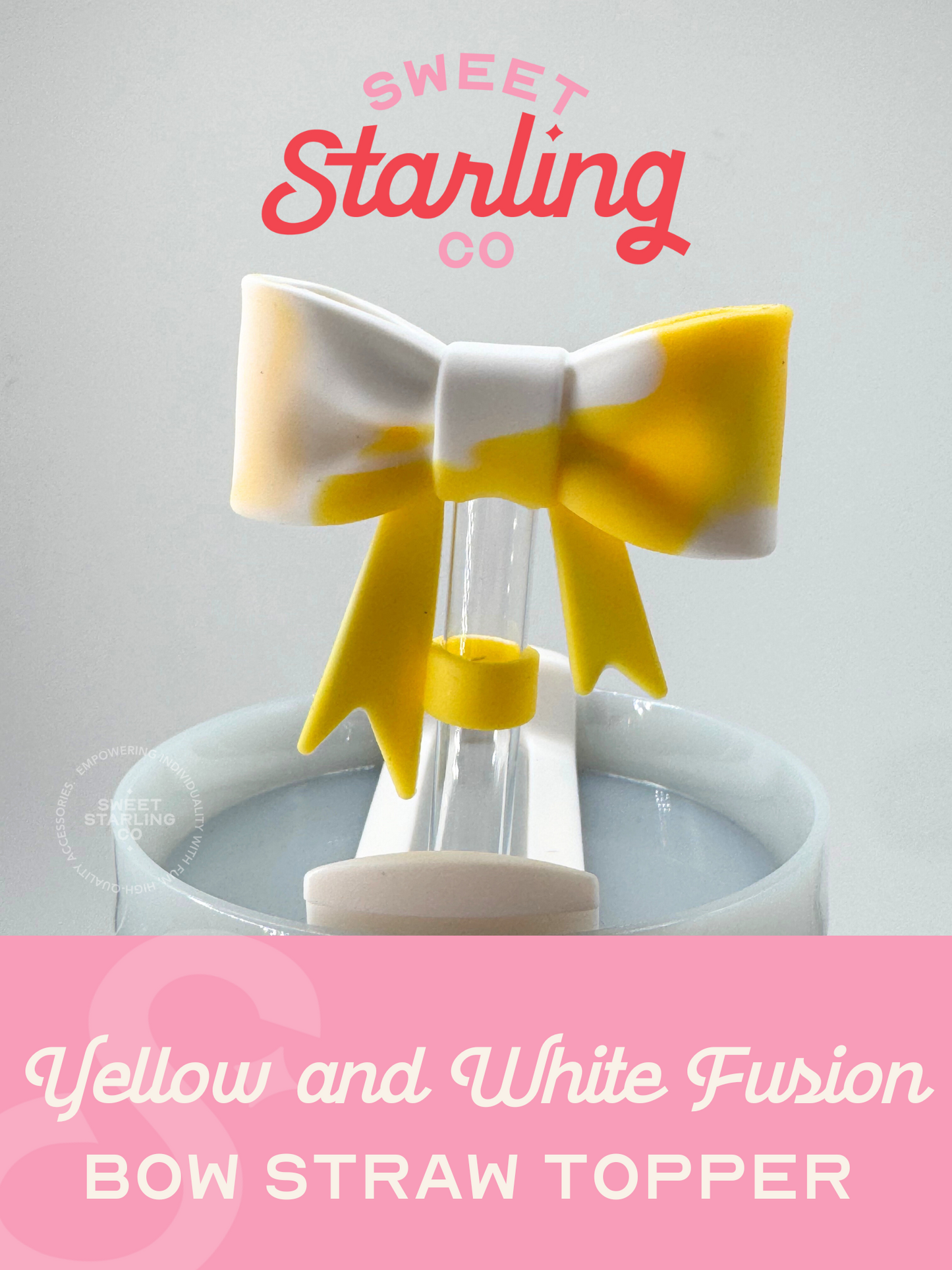 Bow Straw Topper-Yellow and White Fusion