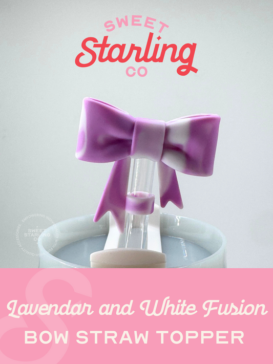 Bow Straw Topper-Lavendar and White Fusion