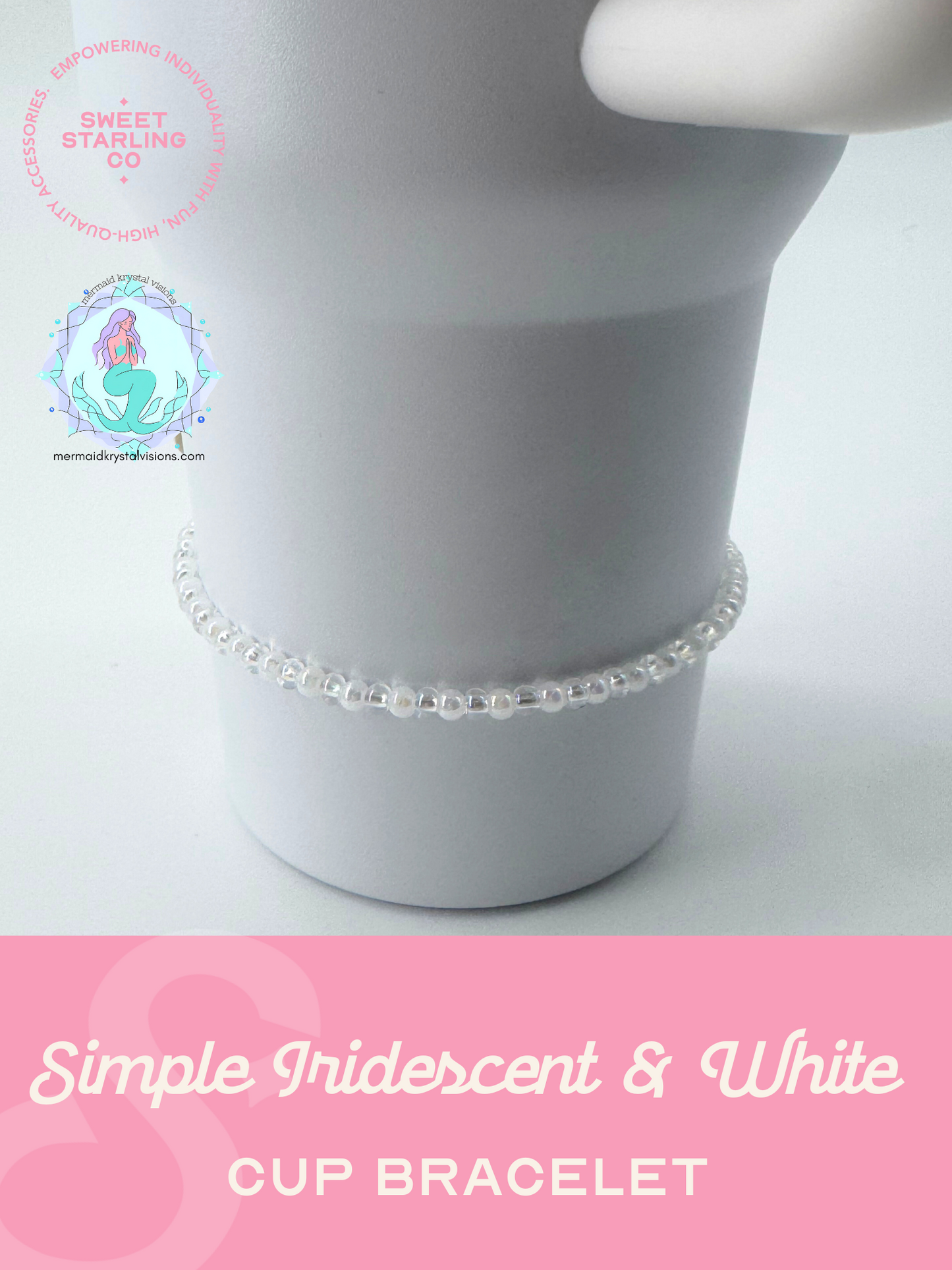 Simple Iridescent & White Cup Bracelet