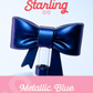 Bow Straw Topper- Metallic Blue