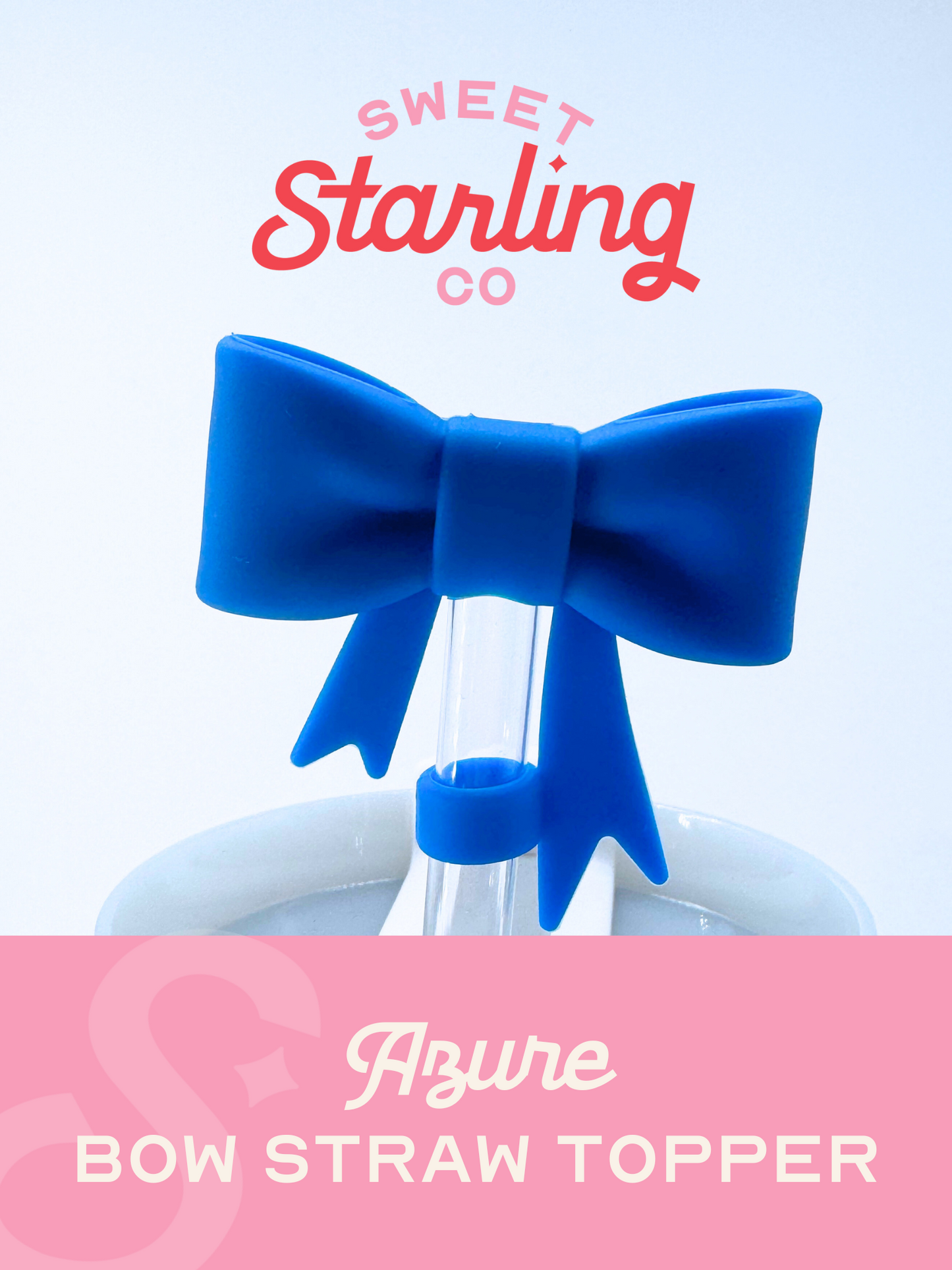 Bow Straw Topper- Azure