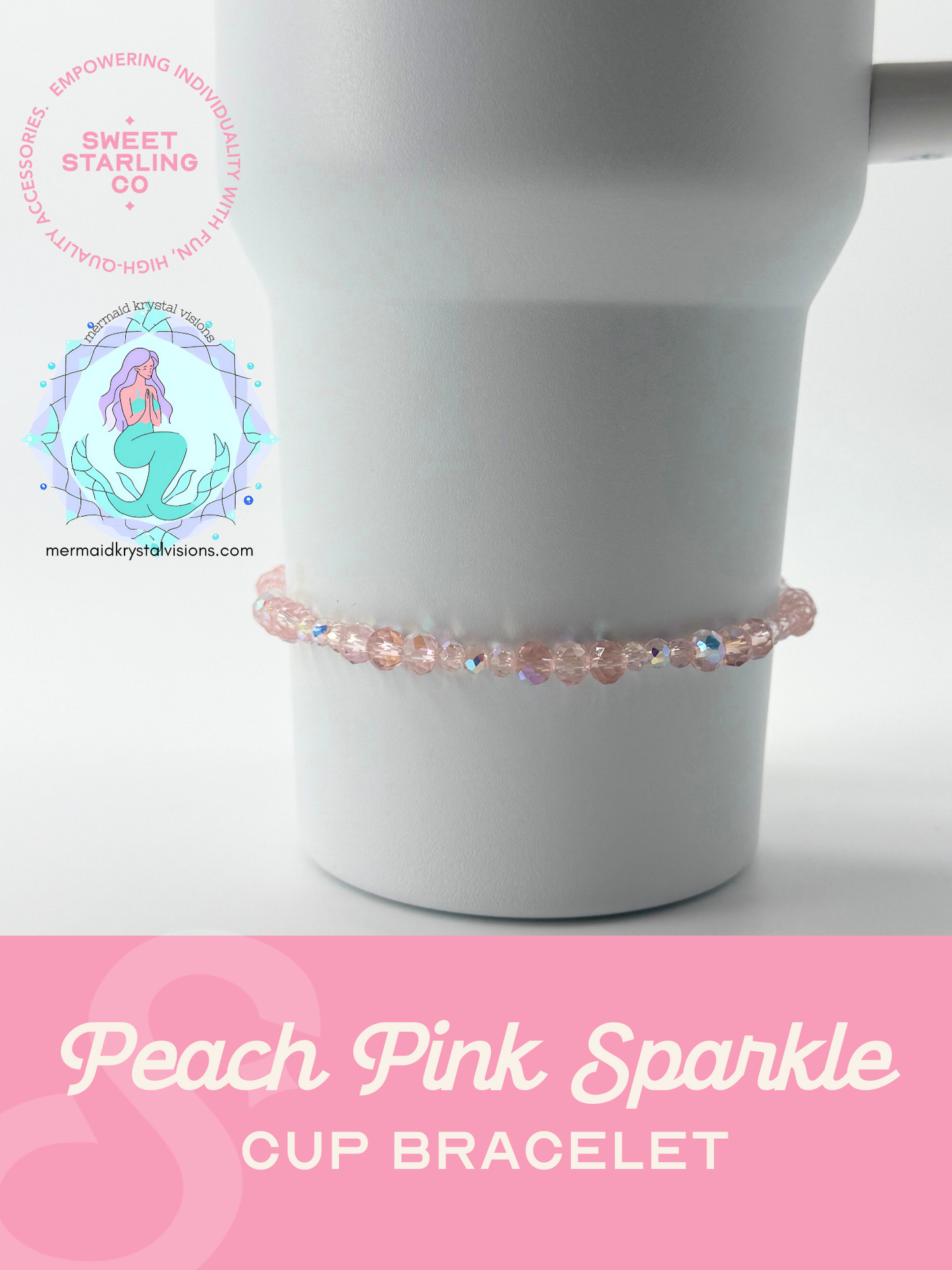 Peach Pink Sparkle Cup Bracelet