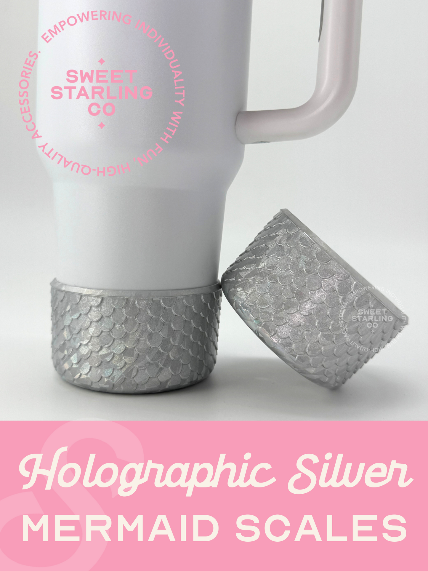 Mermaid Scales Tumbler Boot- Holographic Silver