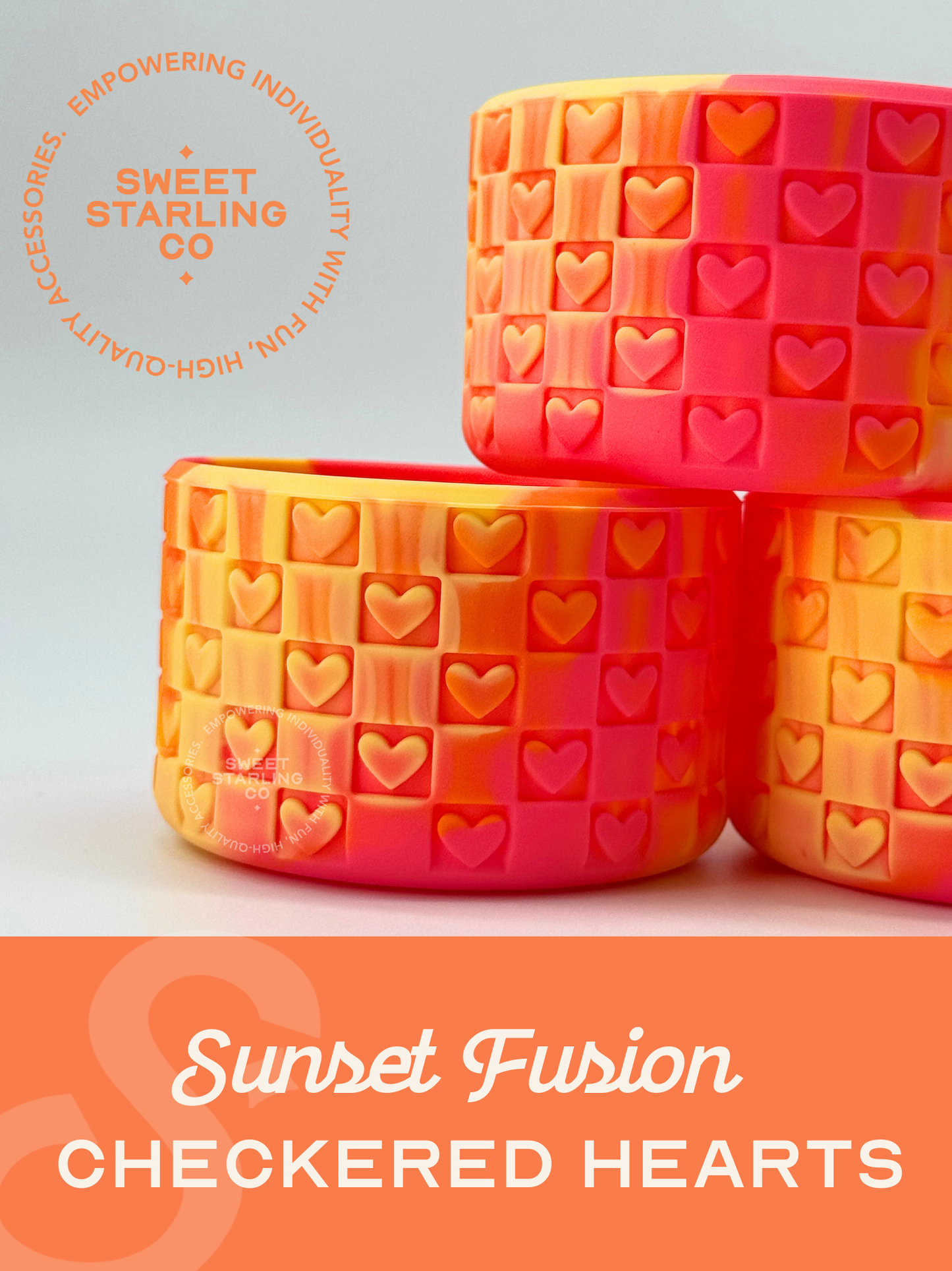 Checkered Hearts Tumbler Boots: Sunset Fusion