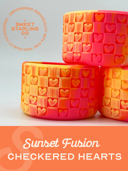 Checkered Hearts Tumbler Boots: Sunset Fusion