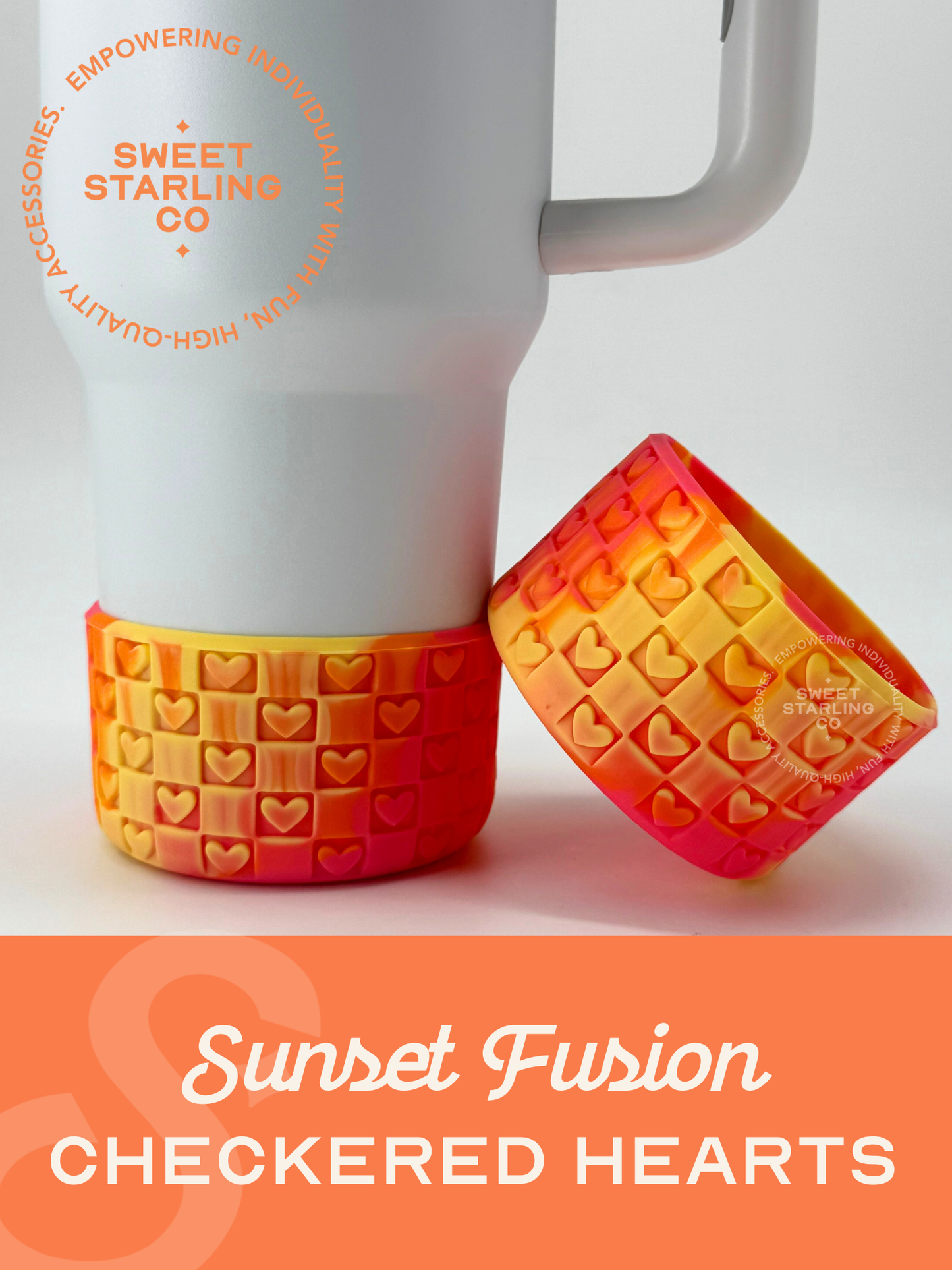 Checkered Hearts Tumbler Boots: Sunset Fusion