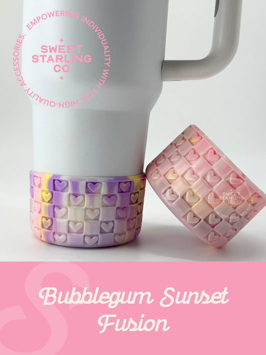Checkered Hearts Tumbler Boots: Bubblegum Sunset Fusion