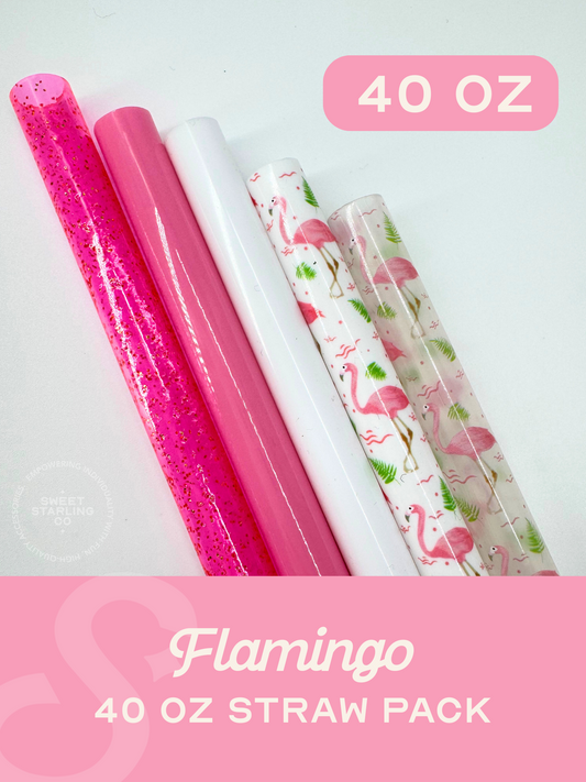 Flamingos 40 oz Straw Pack