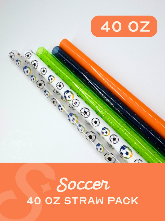 Soccer 40 oz Straw Pack