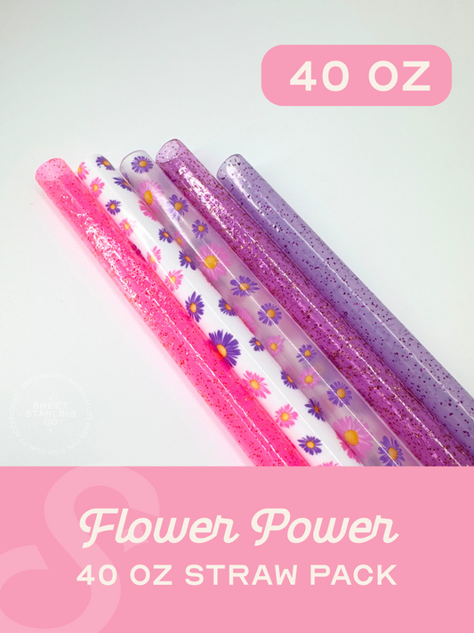 Flower Power 40 oz Straw Pack