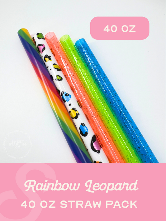 Rainbow Leopard 40 oz Straw Pack