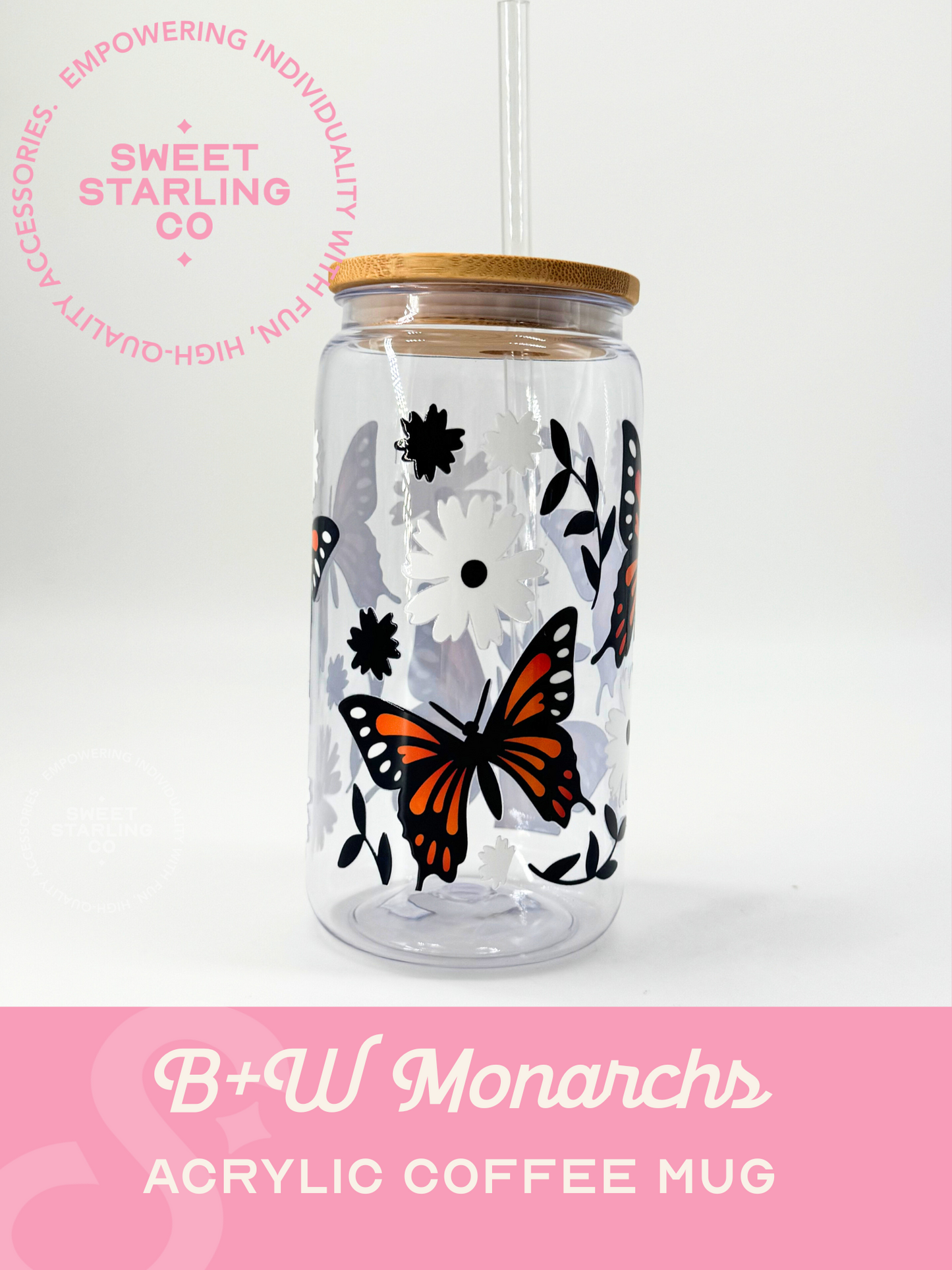 16 oz Coffee Can: B+W Monarchs
