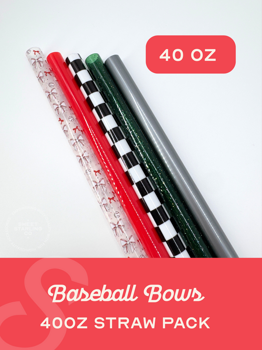 Baseball Bows 40 oz Straw Pack