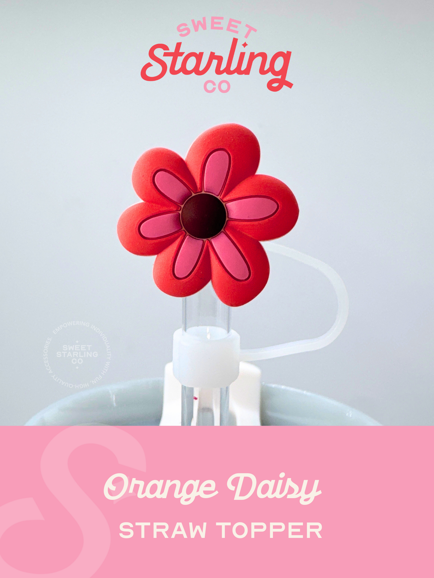 Orange Daisy Straw Topper