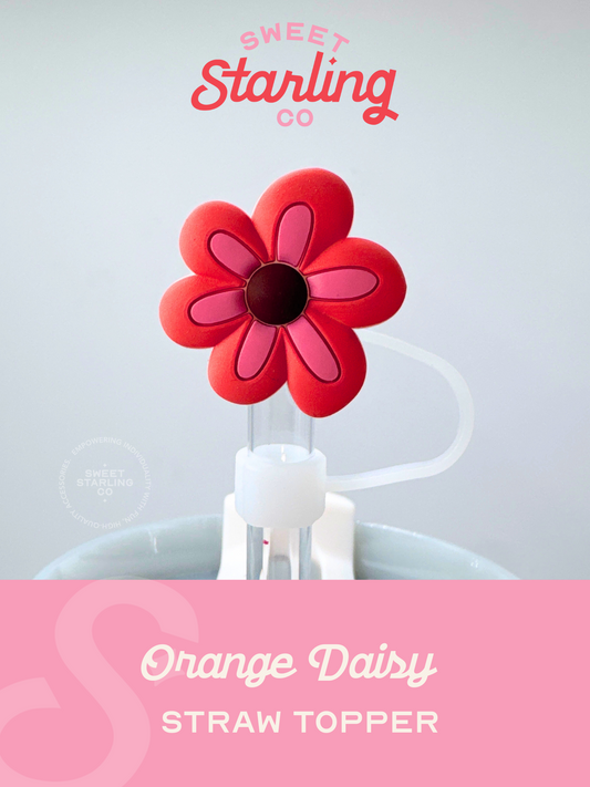 Orange Daisy Straw Topper