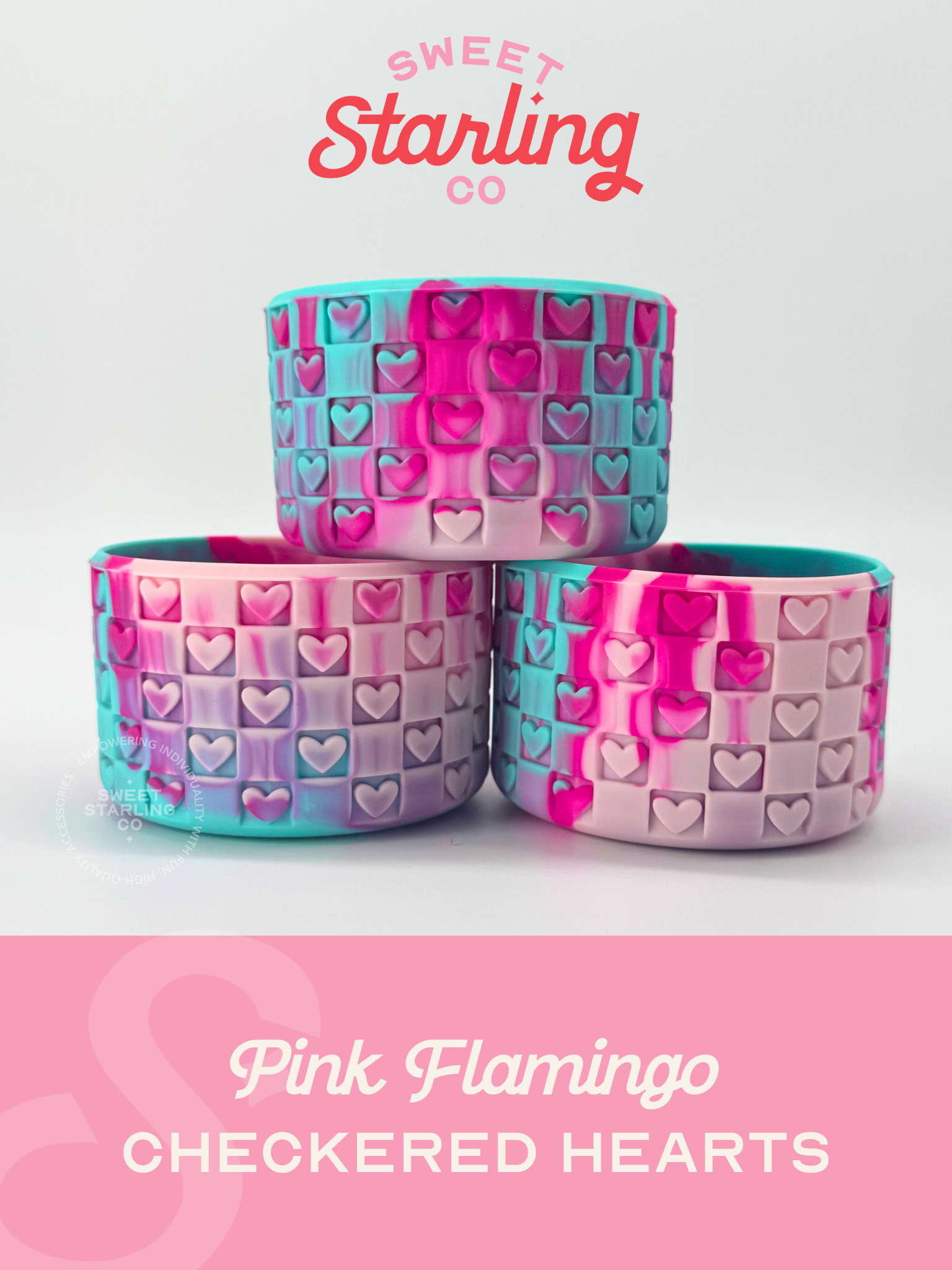 Checkered Hearts Tumbler Boots: Pink Flamingo
