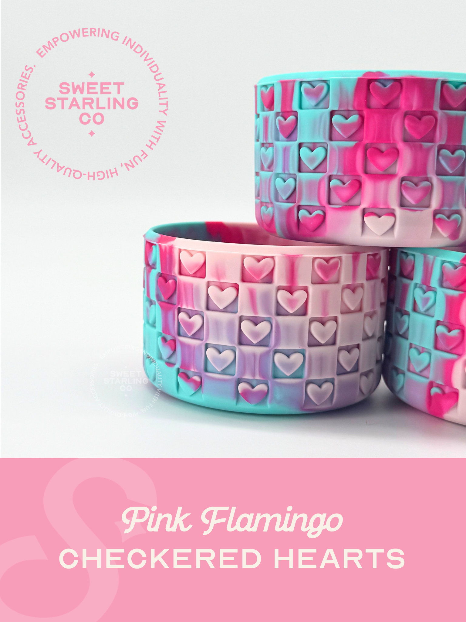 Checkered Hearts Tumbler Boots: Pink Flamingo