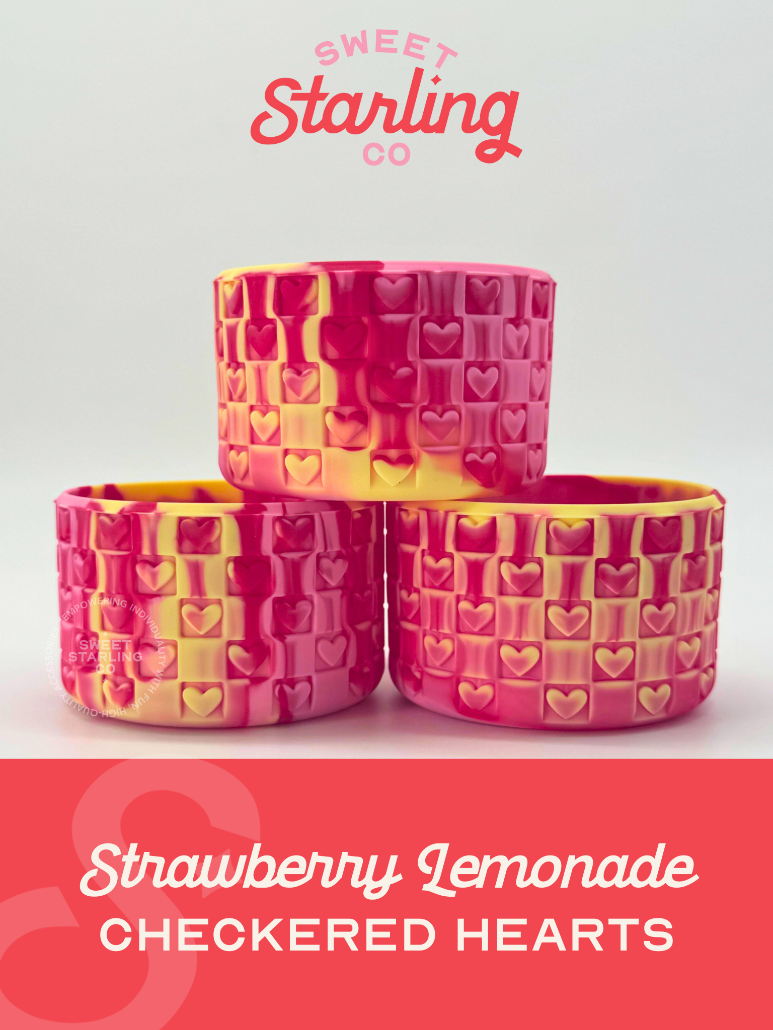 Checkered Hearts Tumbler Boots: Strawberry Lemonade