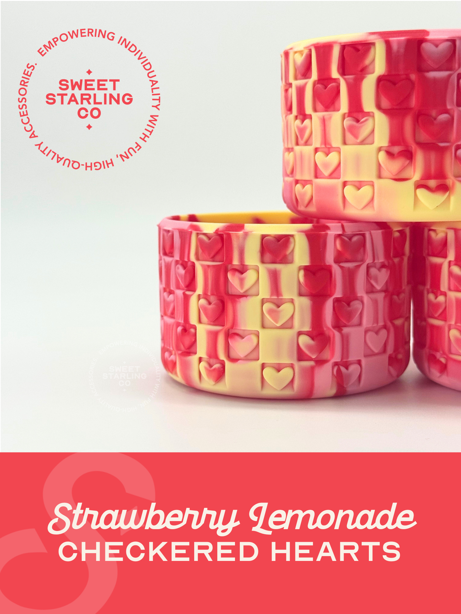 Checkered Hearts Tumbler Boots: Strawberry Lemonade
