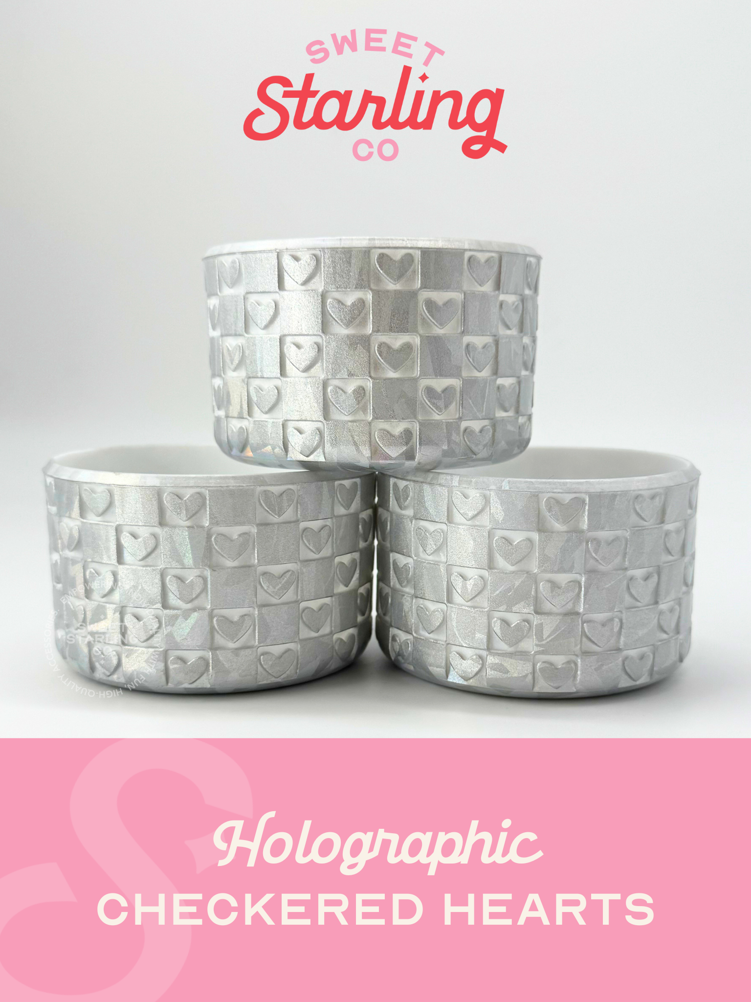 Checkered Hearts Tumbler Boots: Holographic