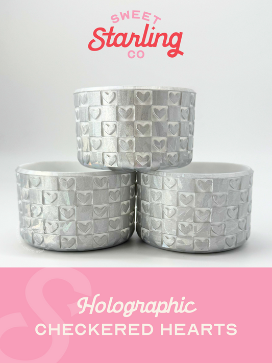 Checkered Hearts Tumbler Boots: Holographic