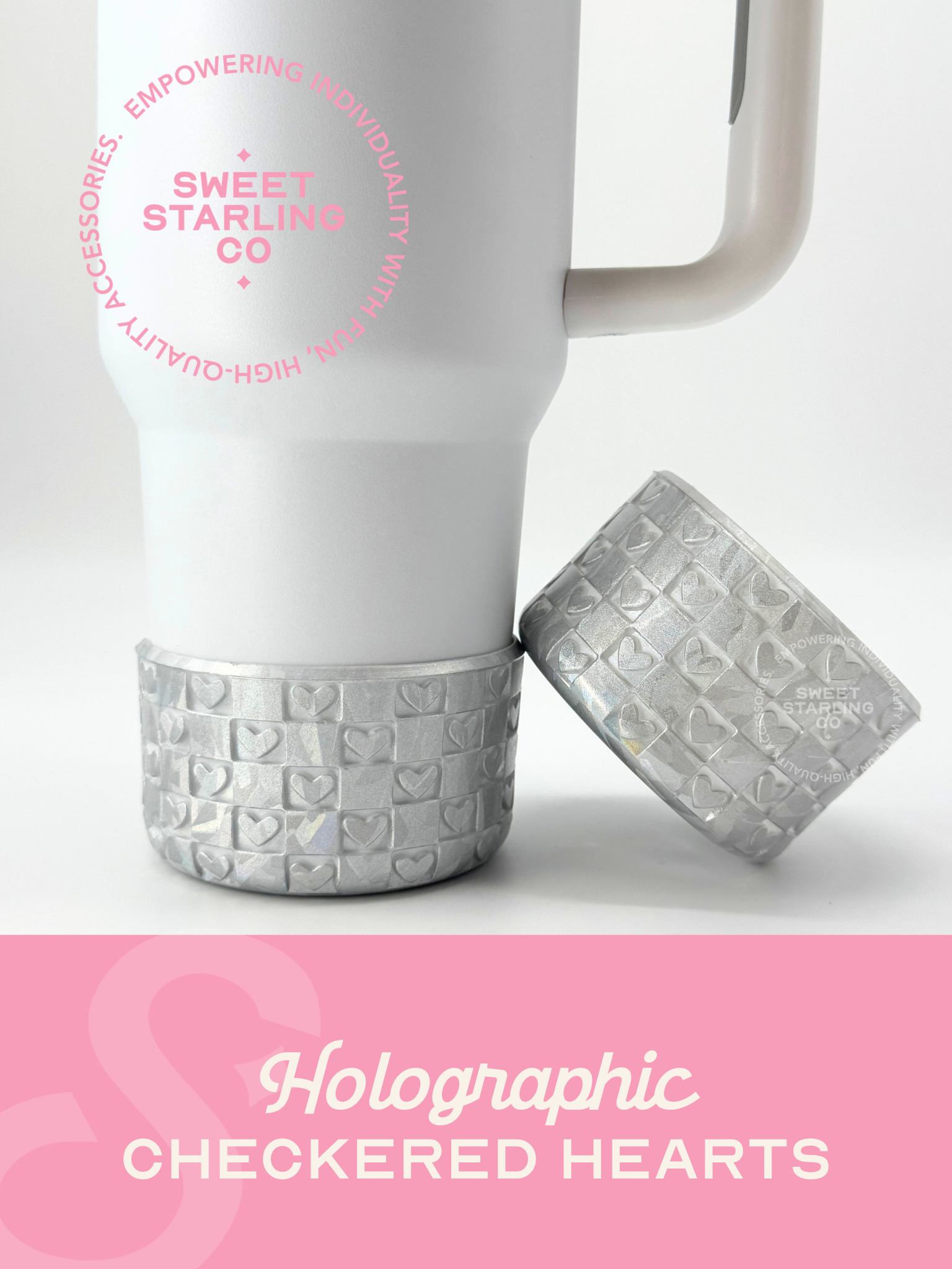Checkered Hearts Tumbler Boots: Holographic