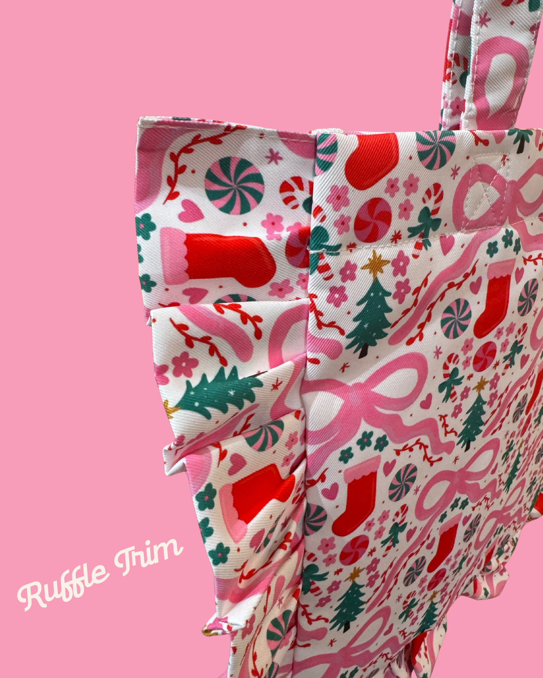 Sugar Plum Stockings Ruffle Book Bag