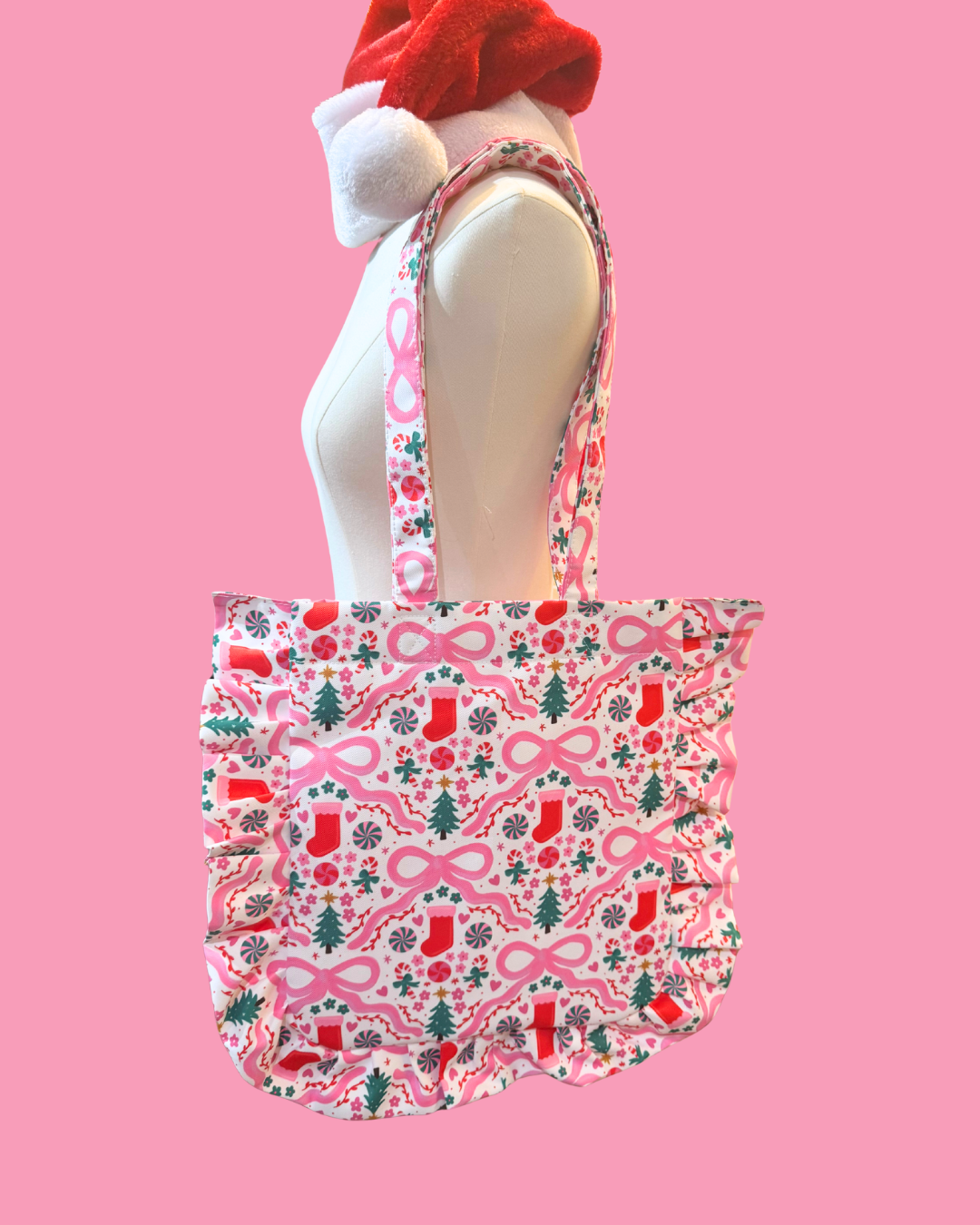 Sugar Plum Stockings Ruffle Book Bag