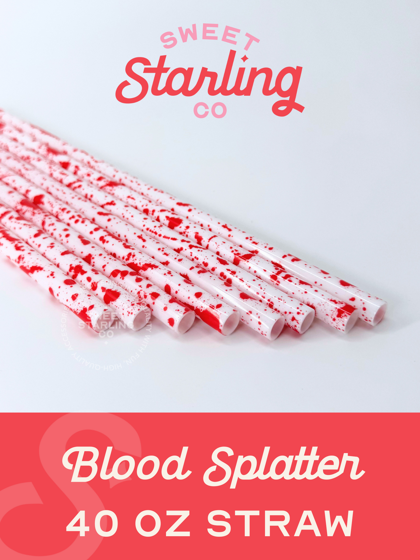 Blood Splatter 40 oz Reusable Straws- Wide Fit