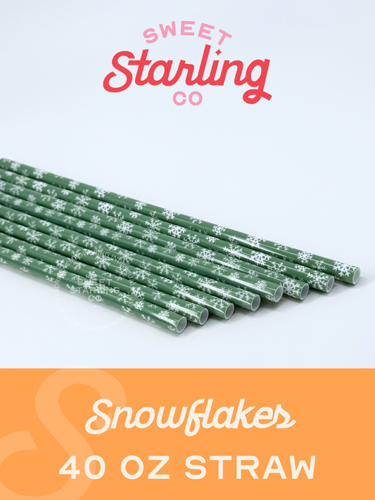 Snowflakes 40 oz Reusable Straws- Wide Fit