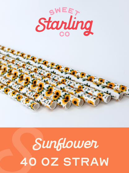 Sunflower 40 oz Reusable Straws- Wide Fit