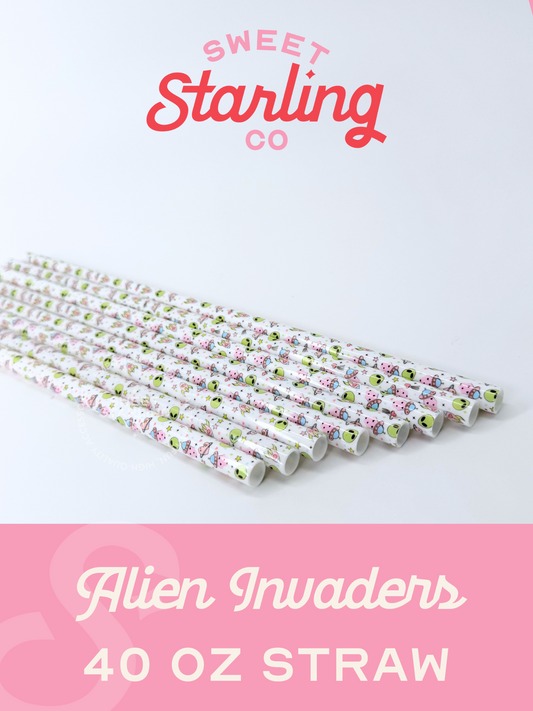 Alien Invaders 40 oz Reusable Straws- Wide Fit