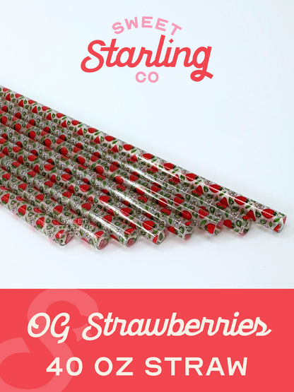 OG Strawberry 40 oz Reusable Straws- Slim Fit