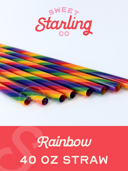 Rainbow 40 oz Reusable Straws-Wide Fit