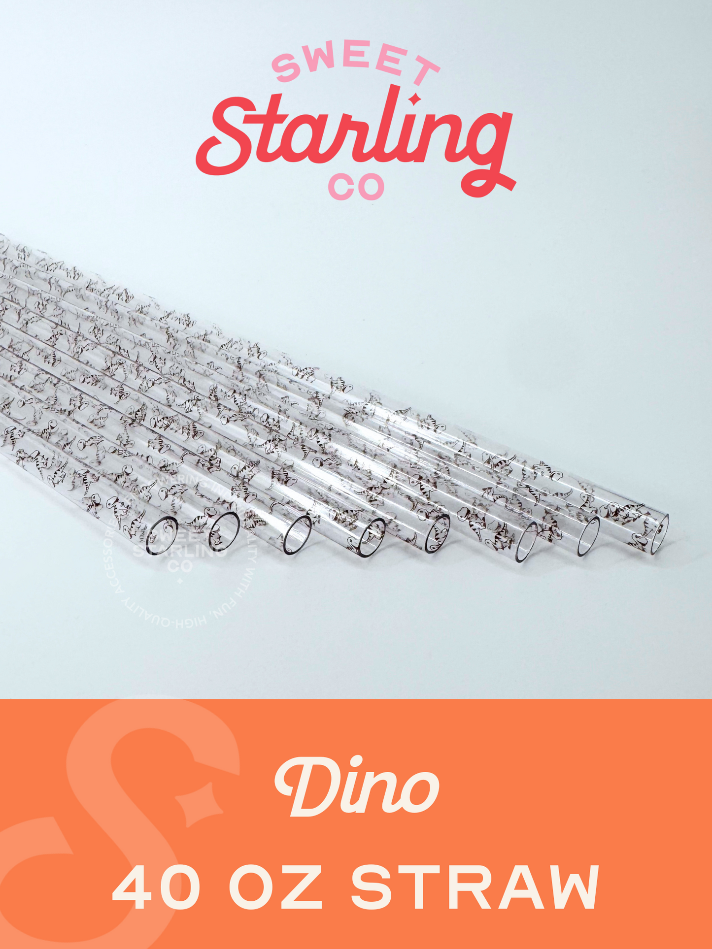 Dino 40 oz Reusable Straws- Wide Fit