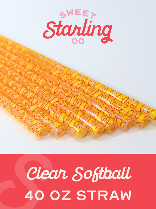 Clear Softball 40 oz Reusable Straws-Wide Fit